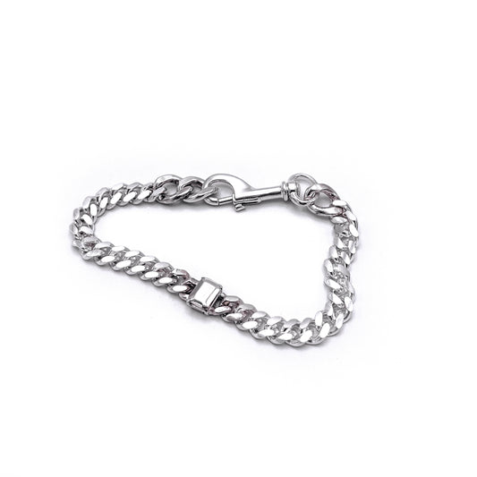 SILVER STONE THIN LINK BRACELET